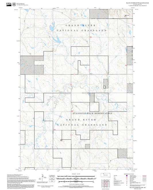 2025 Forest Service Topo Map of Black Horse Butte South Dakota