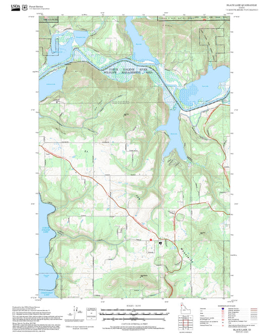 2025 Forest Service Topo Map of Black Lake Idaho
