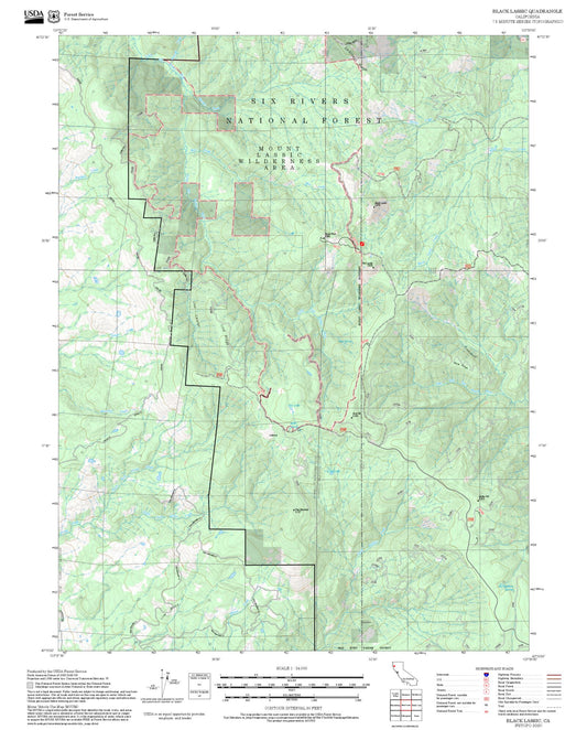 2025 Forest Service Topo Map of Black Lassic California