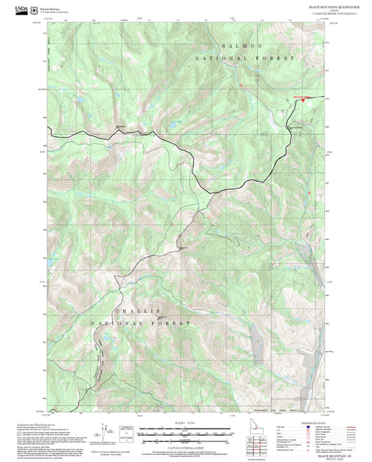2025 Forest Service Topo Map of Black Mountain Idaho
