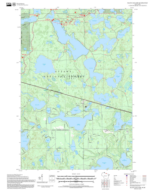 2025 Forest Service Topo Map of Black Oak Lake Wisconsin