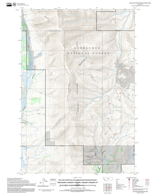 2025 Forest Service Topo Map of Black Pine Ridge Montana