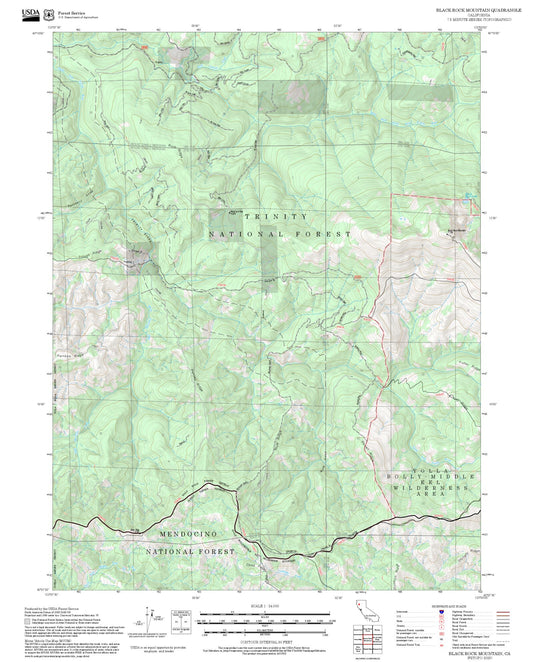 2025 Forest Service Topo Map of Black Rock Mountain California