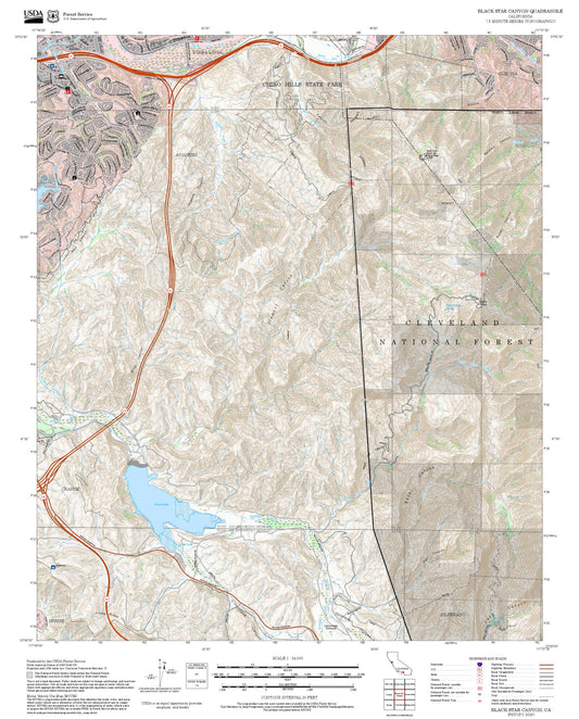 2025 Forest Service Topo Map of Black Star Canyon California