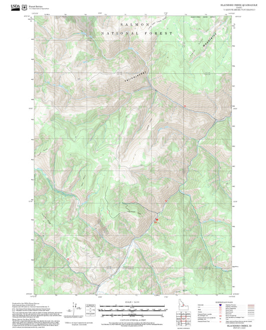 2025 Forest Service Topo Map of Blackbird Creek Idaho