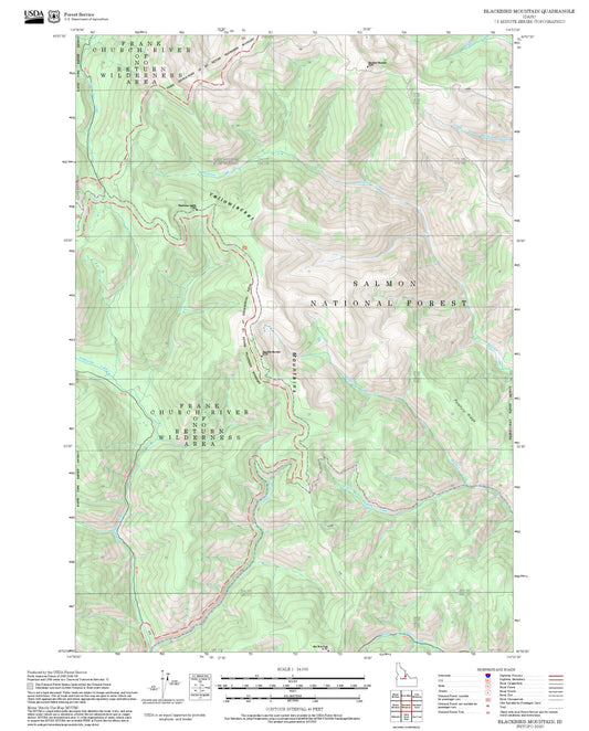 2025 Forest Service Topo Map of Blackbird Mountain Idaho