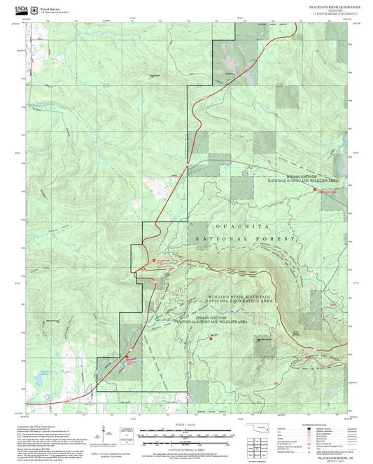 2025 Forest Service Topo Map of Blackjack Ridge Oklahoma