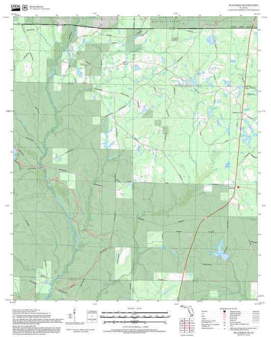 2025 Forest Service Topo Map of Blackman Florida