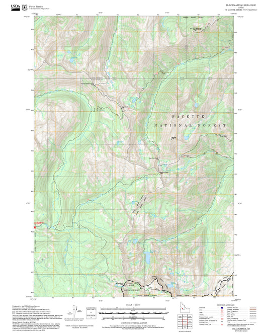 2025 Forest Service Topo Map of Blackmare Idaho