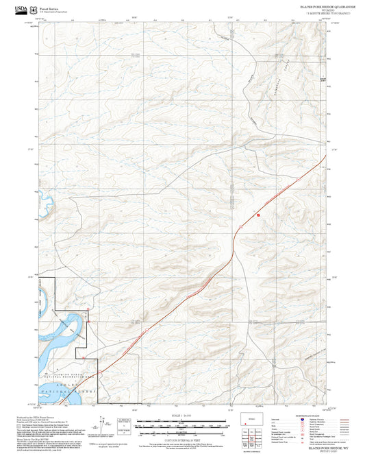 2025 Forest Service Topo Map of Blacks Fork Bridge Wyoming