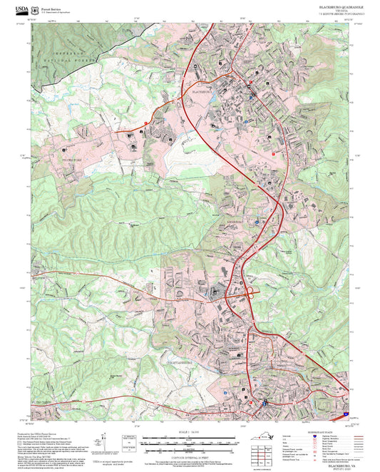 2025 Forest Service Topo Map of Blacksburg Virginia