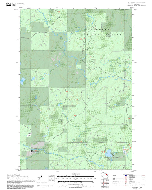2025 Forest Service Topo Map of Blackwell Wisconsin