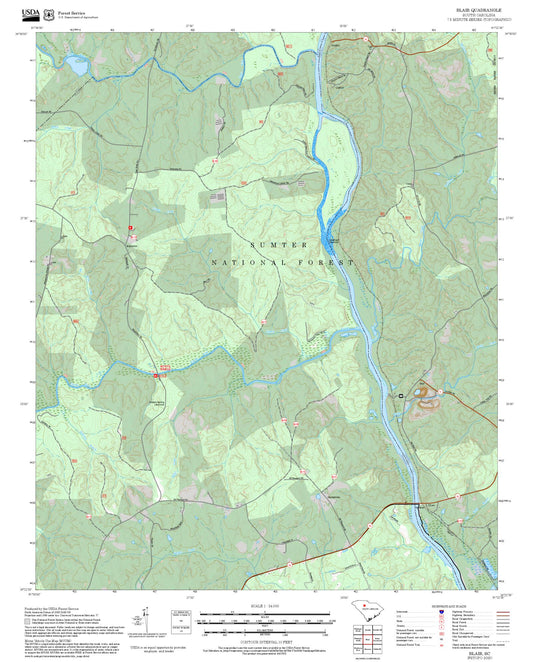 2025 Forest Service Topo Map of Blair South Carolina