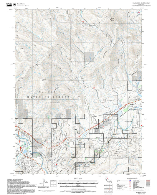 2025 Forest Service Topo Map of Blairsden California
