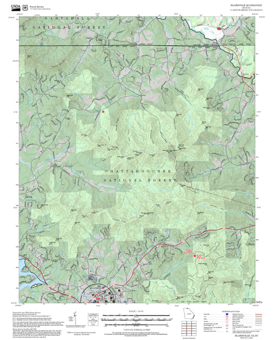 2025 Forest Service Topo Map of Blairsville Georgia
