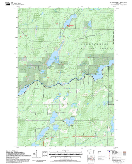 2025 Forest Service Topo Map of Blaisdell Lake Wisconsin