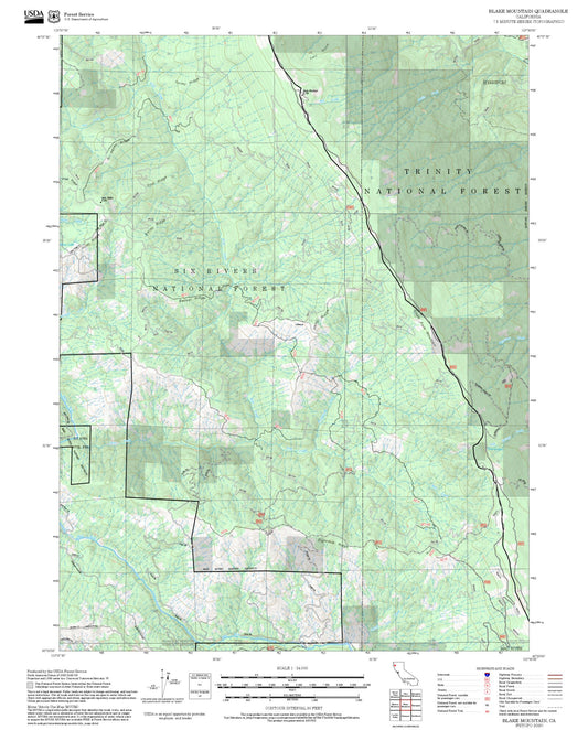 2025 Forest Service Topo Map of Blake Mountain California