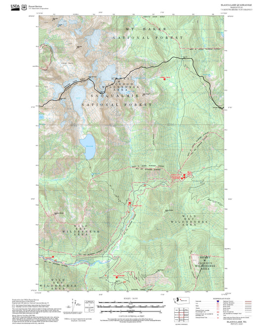 2025 Forest Service Topo Map of Blanca Lake Washington