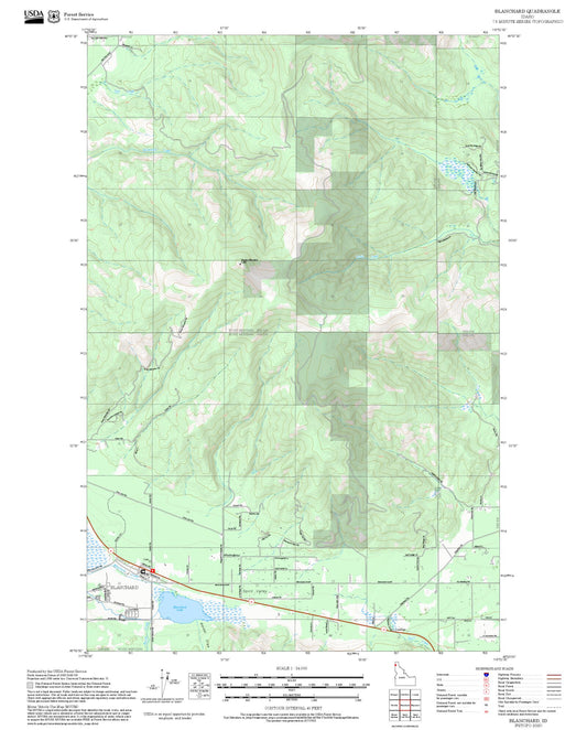 2025 Forest Service Topo Map of Blanchard Idaho