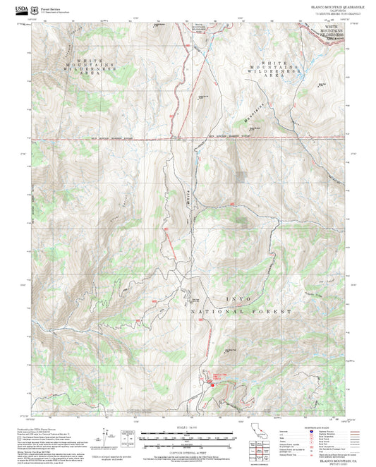 2025 Forest Service Topo Map of Blanco Mountain California