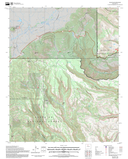 2025 Forest Service Topo Map of Bland New Mexico