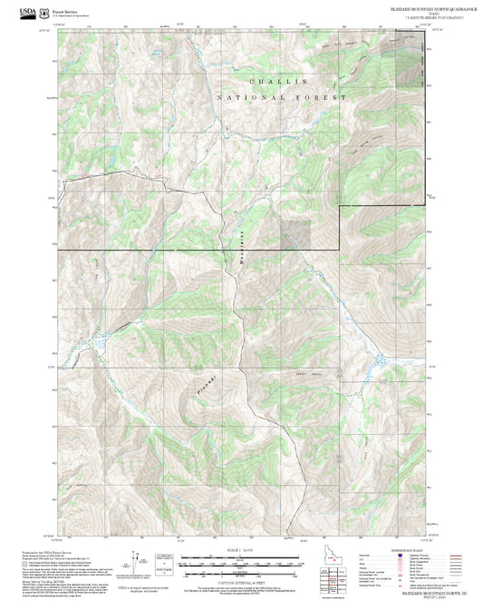 2025 Forest Service Topo Map of Blizzard Mountain North Idaho