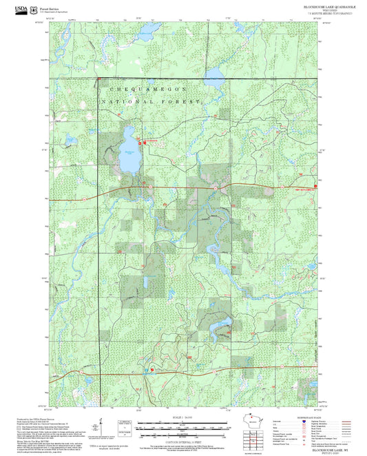 2025 Forest Service Topo Map of Blockhouse Lake Wisconsin