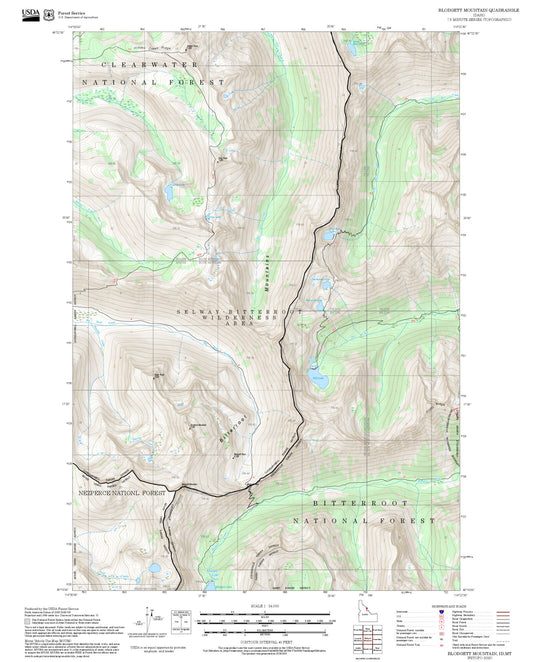 2025 Forest Service Topo Map of Blodgett Mountain Idaho