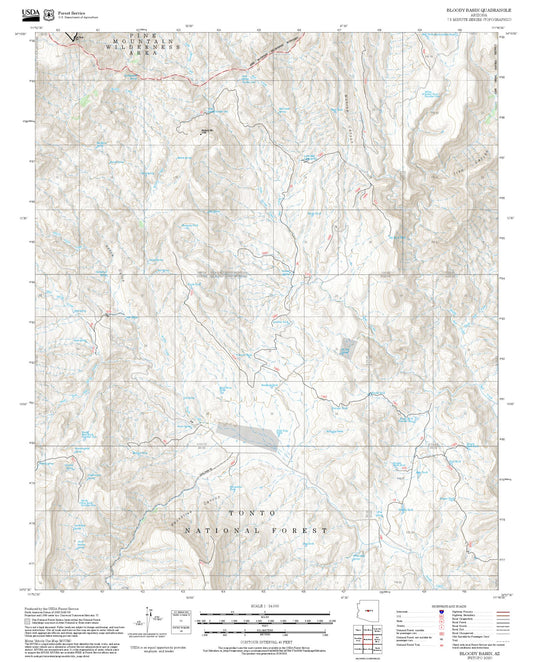 2025 Forest Service Topo Map of Bloody Basin Arizona