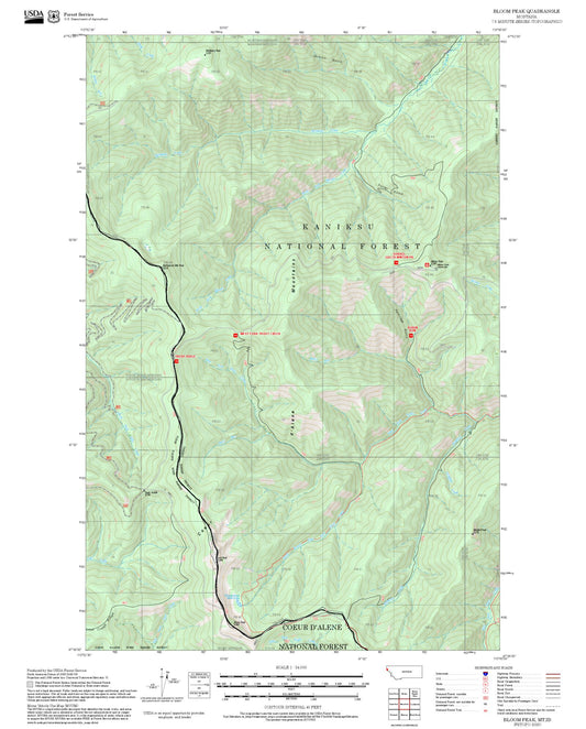 2025 Forest Service Topo Map of Bloom Peak Montana