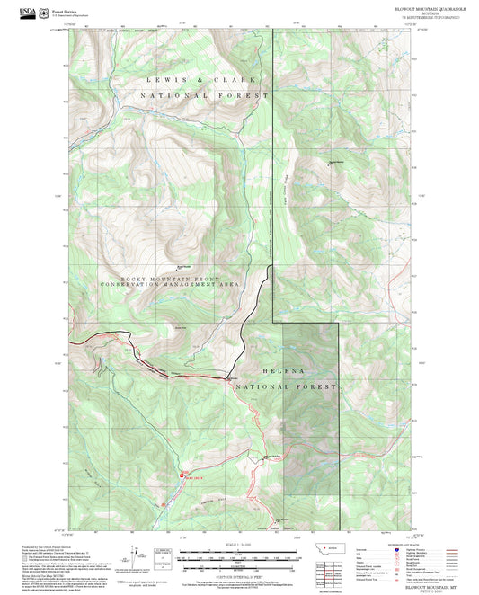 2025 Forest Service Topo Map of Blowout Mountain Montana