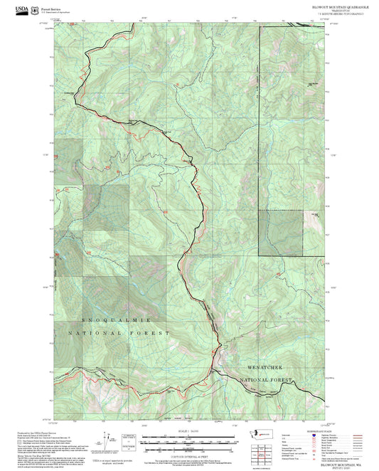 2025 Forest Service Topo Map of Blowout Mountain Washington