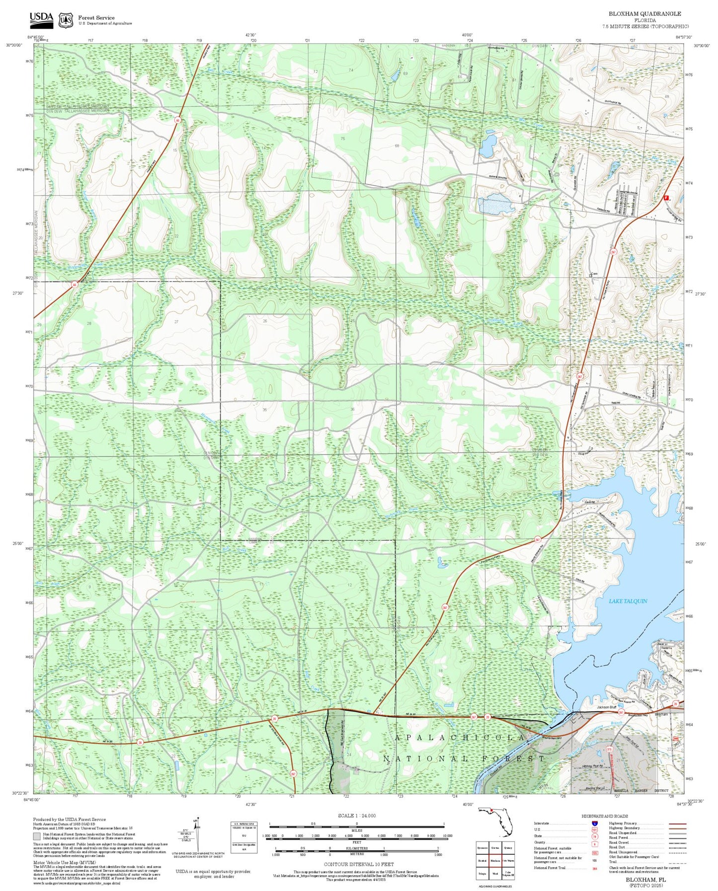 2025 Forest Service Topo Map of Bloxham Florida
