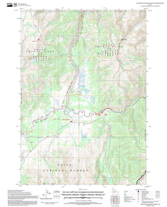 2025 Forest Service Topo Map of Blue Bunch Mountain Idaho