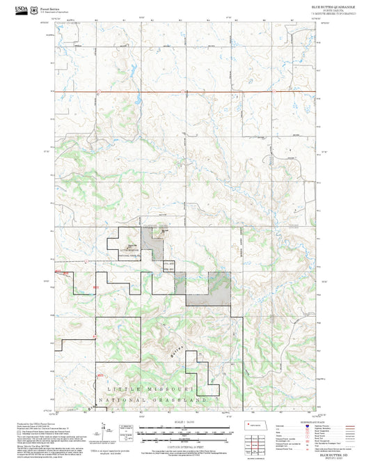 2025 Forest Service Topo Map of Blue Buttes North Dakota
