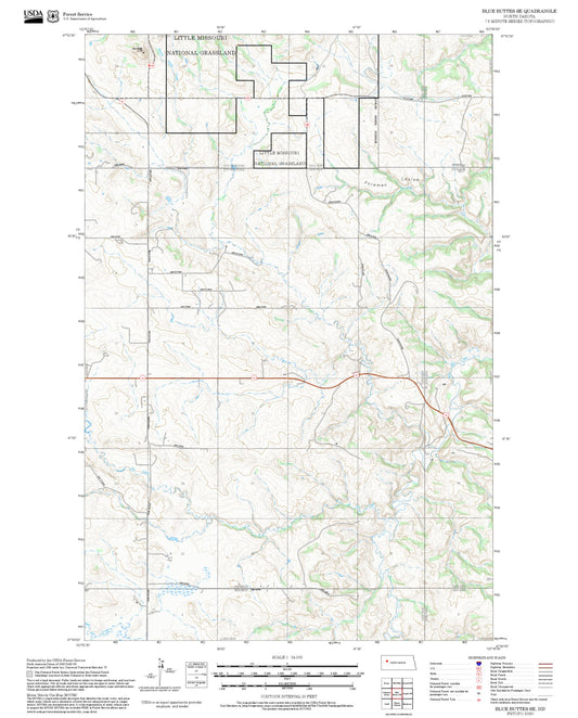 2025 Forest Service Topo Map of Blue Buttes SE North Dakota