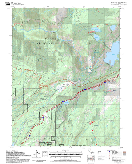 2025 Forest Service Topo Map of Blue Canyon California