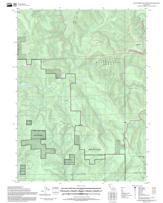 2025 Forest Service Topo Map of Blue Creek Mountain California