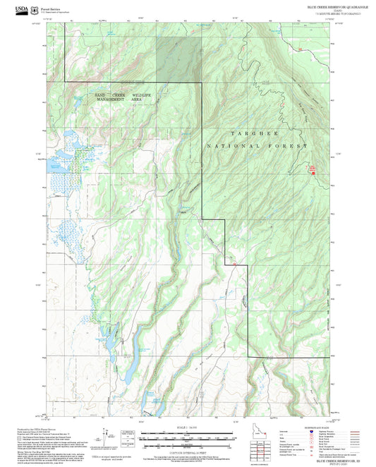 2025 Forest Service Topo Map of Blue Creek Reservoir Idaho