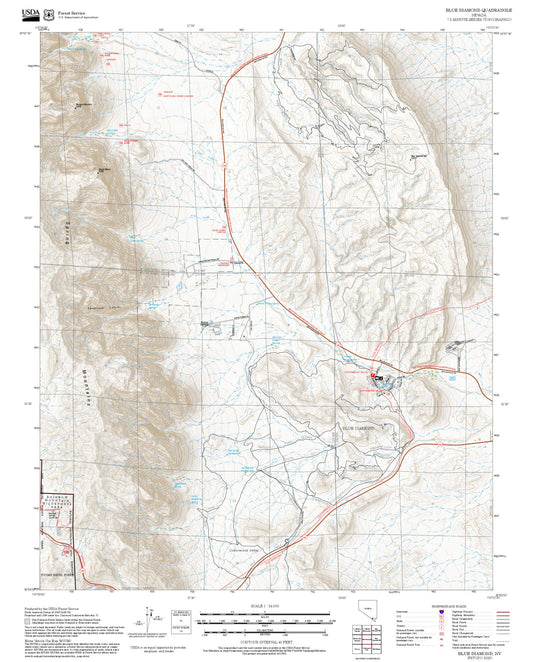 2025 Forest Service Topo Map of Blue Diamond Nevada