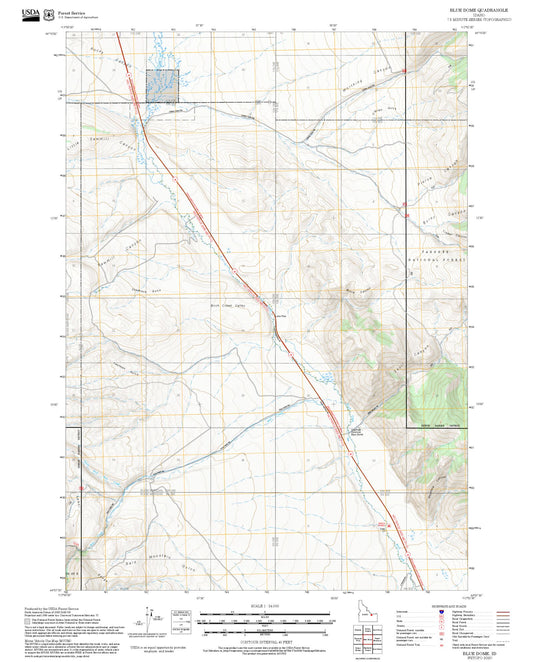 2025 Forest Service Topo Map of Blue Dome Idaho