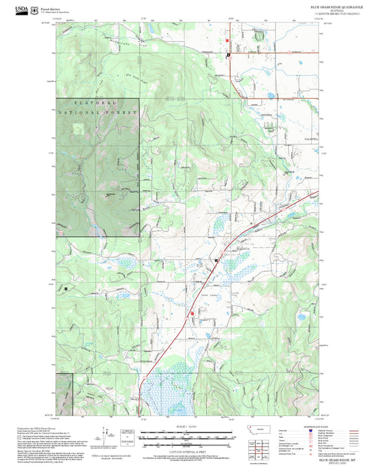 2025 Forest Service Topo Map of Blue Grass Ridge Montana