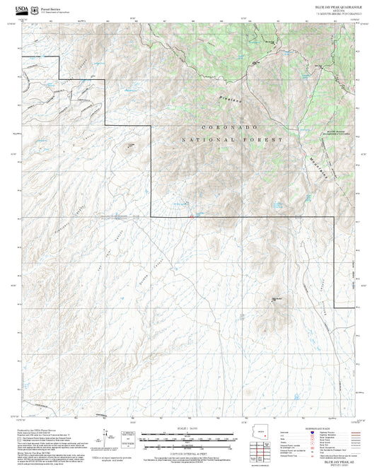 2025 Forest Service Topo Map of Blue Jay Peak Arizona