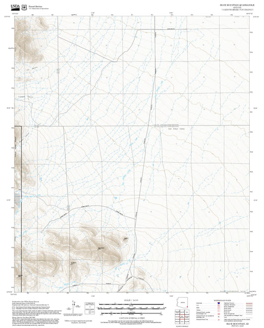 2025 Forest Service Topo Map of Blue Mountain Arizona