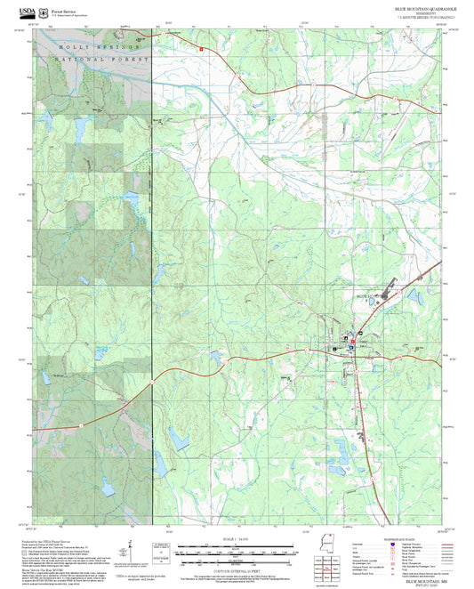 2025 Forest Service Topo Map of Blue Mountain Mississippi