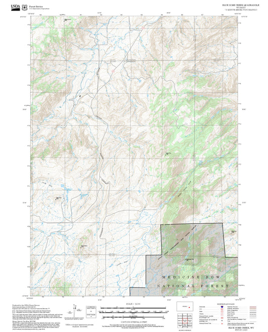 2025 Forest Service Topo Map of Blue Nose Creek Wyoming