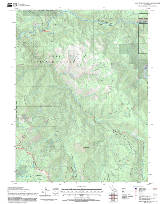 2025 Forest Service Topo Map of Blue Nose Mountain California