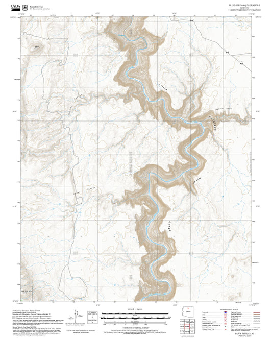 2025 Forest Service Topo Map of Blue Spring Arizona