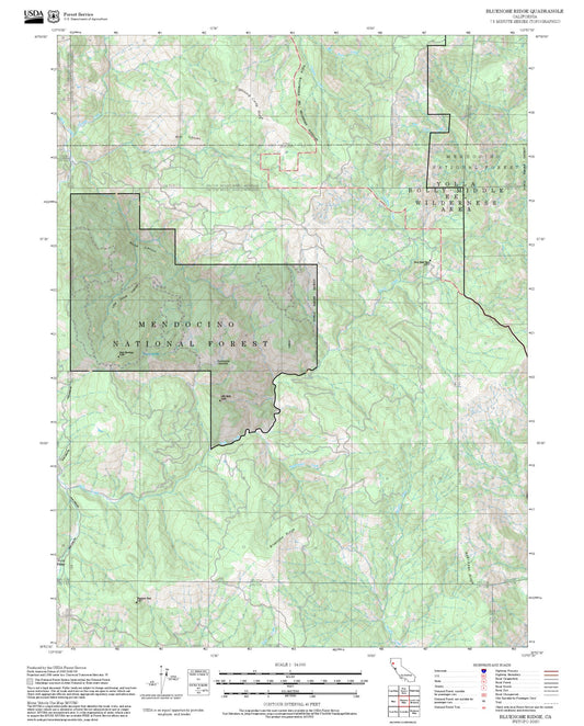 2025 Forest Service Topo Map of Bluenose Ridge California