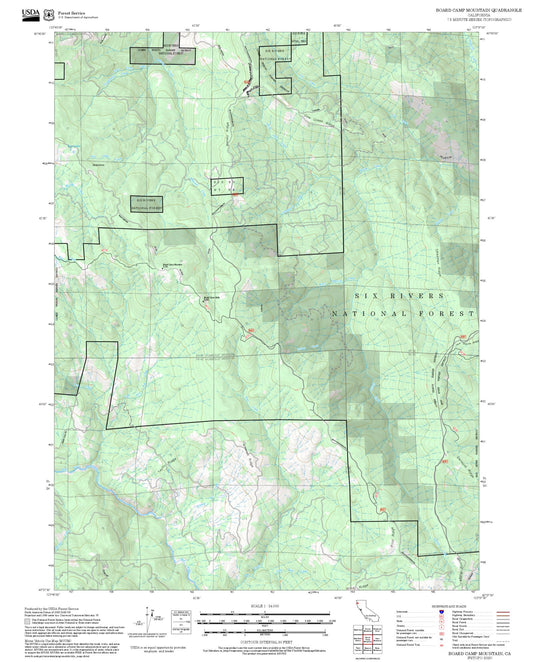 2025 Forest Service Topo Map of Board Camp Mountain California